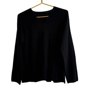 Jurgen Lehl Black V-Neck Oversized Knit Sweater